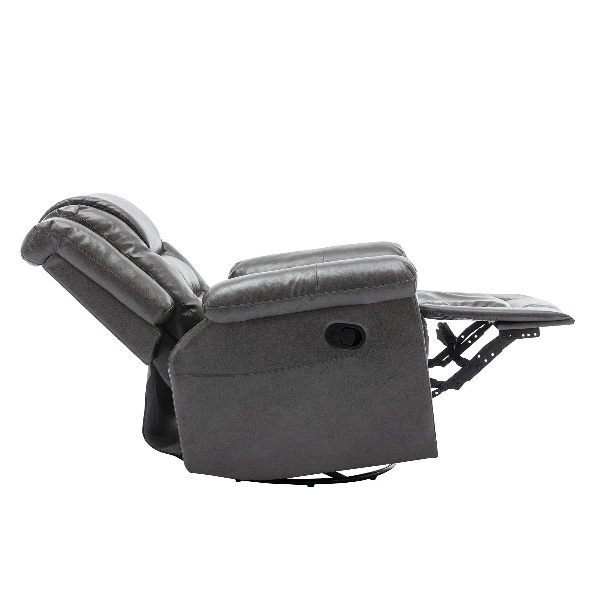 Orange County Decor - Wholesale Chair - 360 Swivel And Rocking Home Theater Recliner Manual Recliner Chair With Wide Armrest For Living Room,Bedroom, Grey Grey Foam Pu24