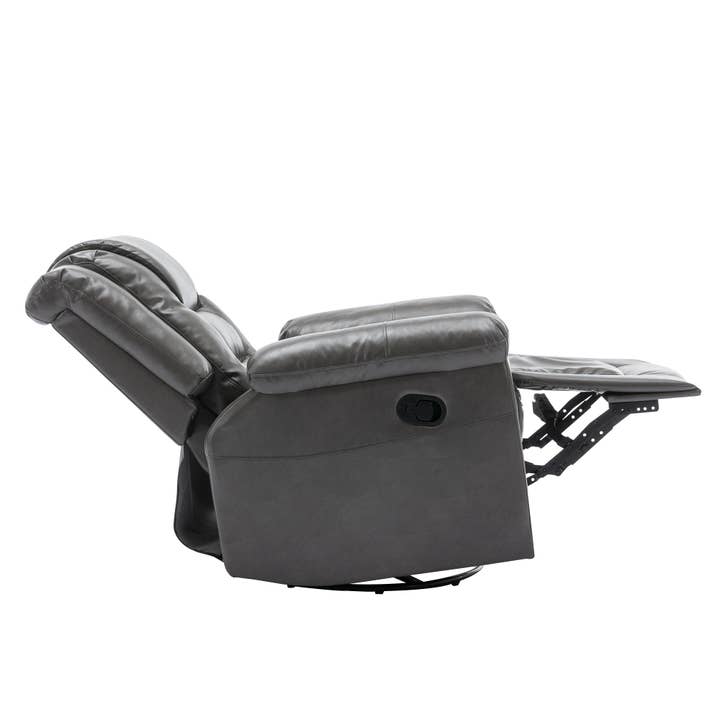 Orange County Decor - Wholesale Chair - 360 Swivel And Rocking Home Theater Recliner Manual Recliner Chair With Wide Armrest For Living Room,Bedroom, Grey Grey Foam Pu24