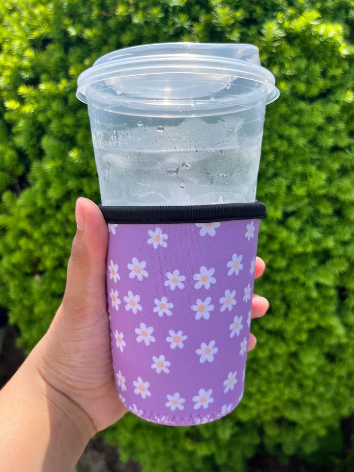 Purple Daisies Coozie Sleeve for wholesale by Kayla Noelle Co