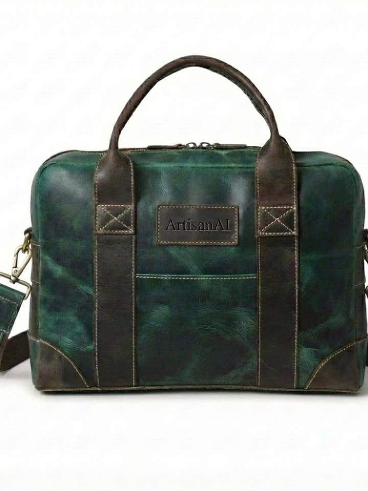 Sacoche en cuir de buffle vert pour la vente par Ganges Grain Inc