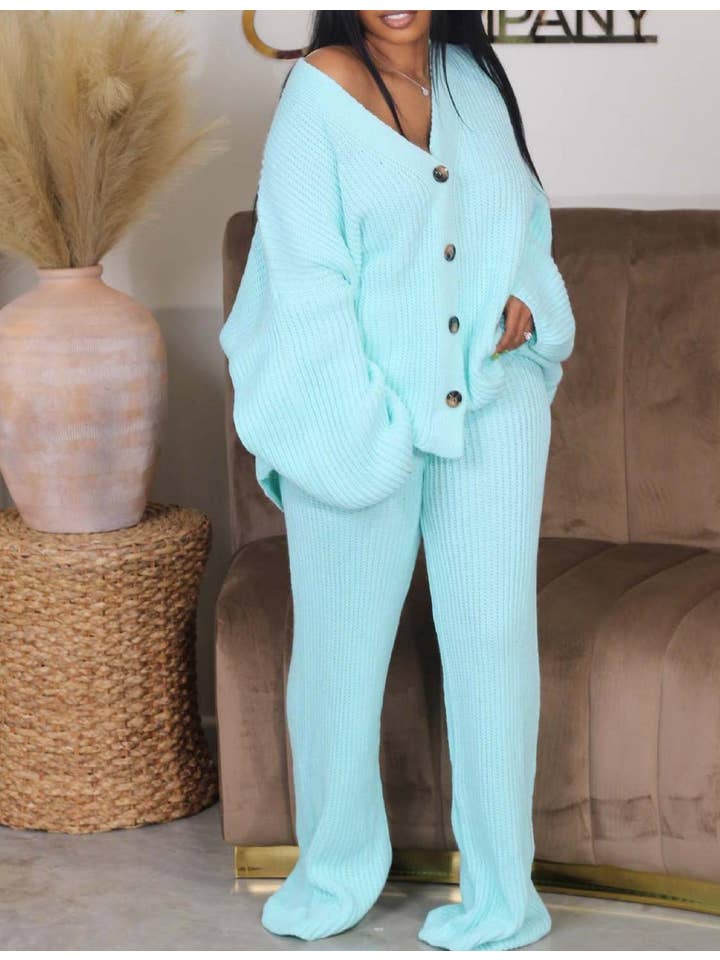 Rosa Clothing - Wholesale Top & Pant Set (NOT Loungewear) - Women's - Casual sweater suits cardigan pants set