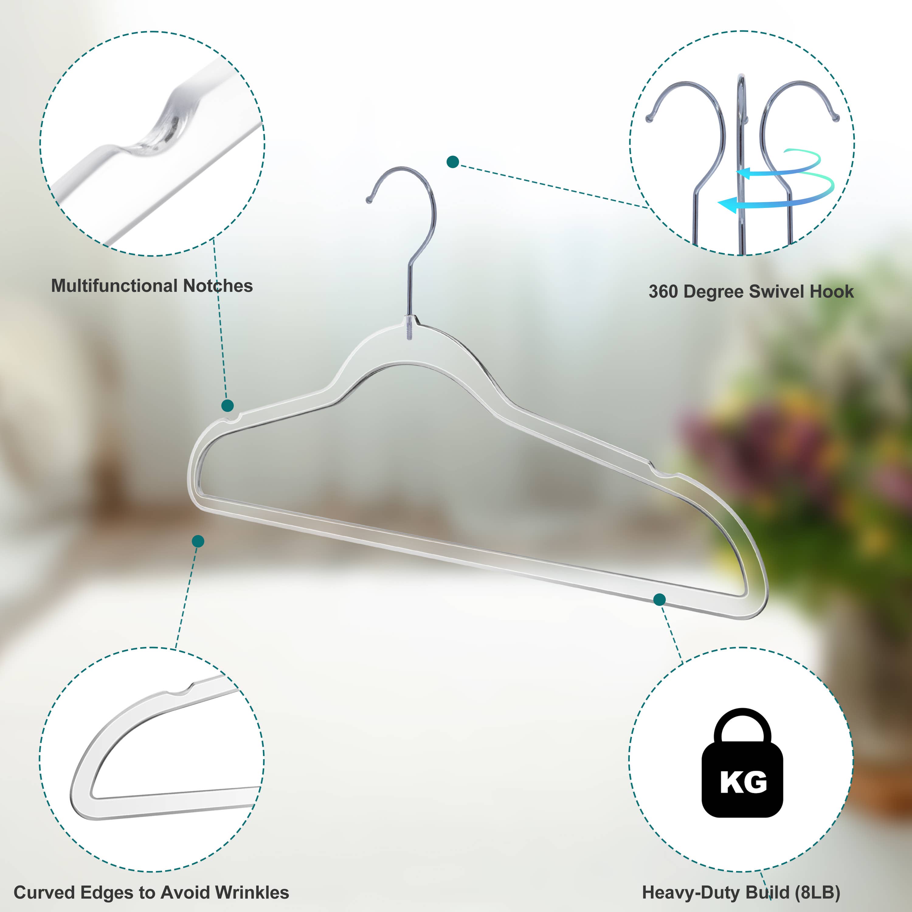 Quality Hangers - Wholesale Clothes Hangers - P350 - Kids Clear Plastic Hanger Swivel Hook - 10 Pack2