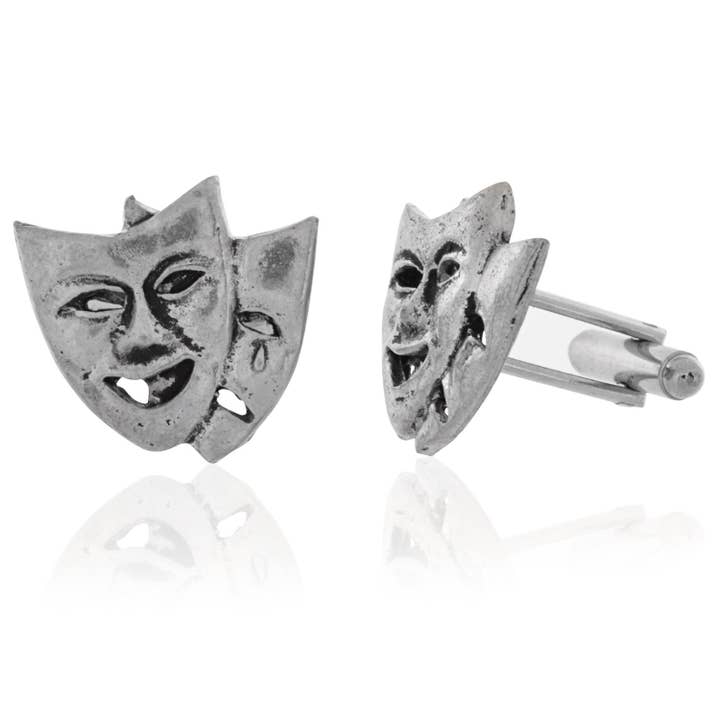 Boutons de manchette en étain pour comédie et tragédie pour la vente par Cufflinks Depot
