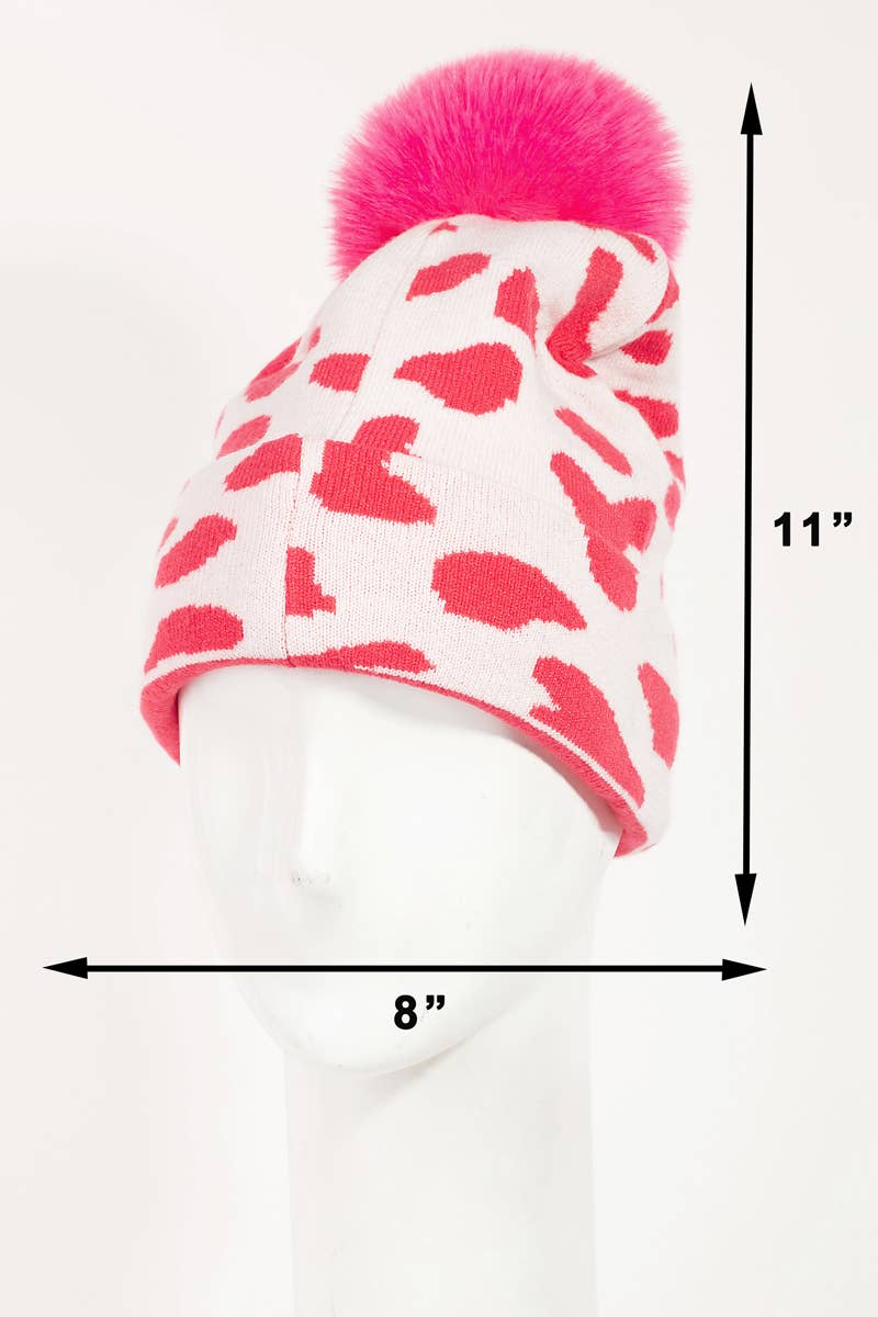 Collections by Fame Accessories - Wholesale Beanie - Dames - Muts met koeprint2