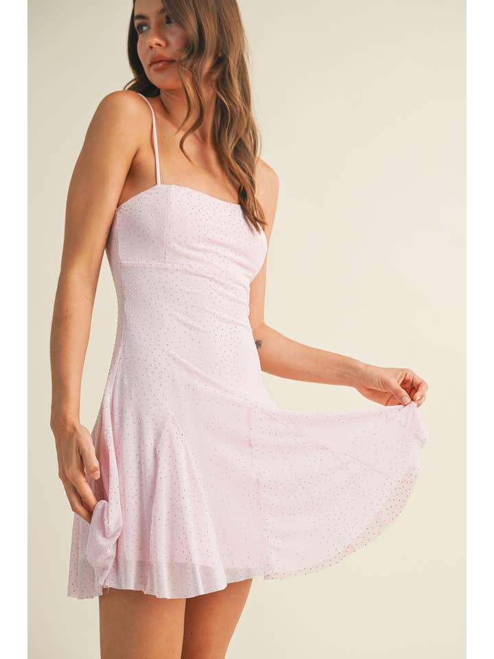 Klesis - Wholesale Dress - Women's - ID9191-A EMBELLISHED MESH SLEEVELESS GODET FLARED MINI 4