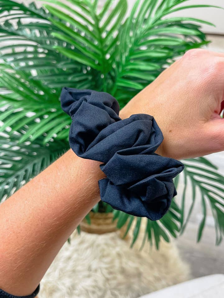 Game Day Solid Scrunchie - Black for wholesale by Prep Obsessed Wholesale