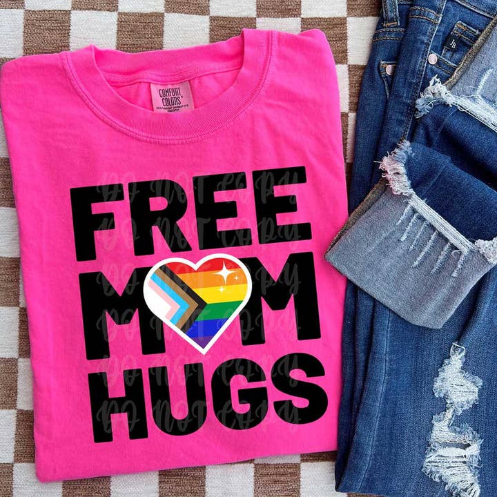 Free Mom Hugs Heart DTF Heat Transfer for wholesale by Trendy Transfers