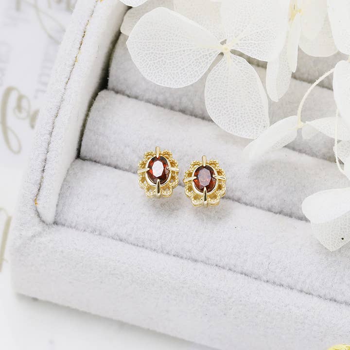 Gioiellin - S925 Silver Jewelry - Wholesale Pendant/Charm Necklace - 925 Sterling Silver Natural Garnet Hollow Lace Ring Necklace8