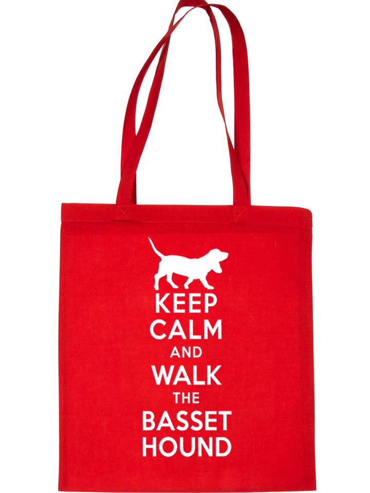 Borsa da shopping «Keep Calm and Walk The Bassett Hound» per amanti dei cani per la vendita all'ingrosso da parte di Print4U