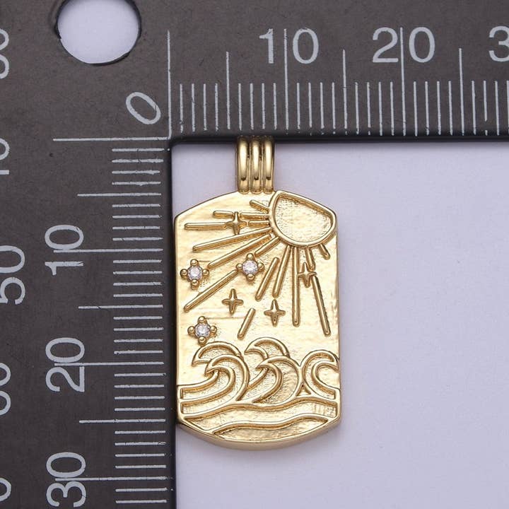 Aim Eternal - Wholesale Individual Charm/Pendant - New Element Tag Collection Gold Element Charm Fire Wind Earth Ocean Wave Charm 14K Gold Filled Medallion for Necklace Supply H-519 H-521 H-522 H-5244