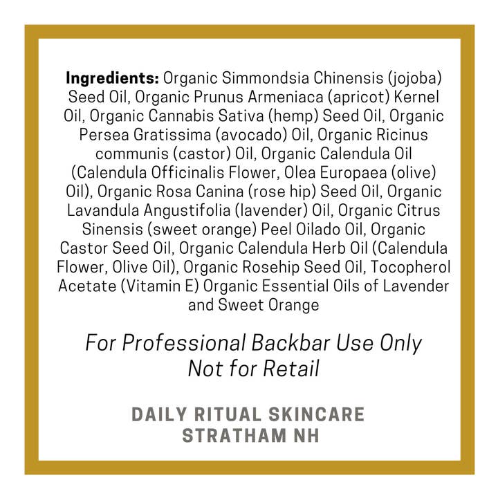 Daily Ritual Skincare - Wholesale Bath/Body Oil - BACKBAR 8 oz LUXE Nourishing Oil 1