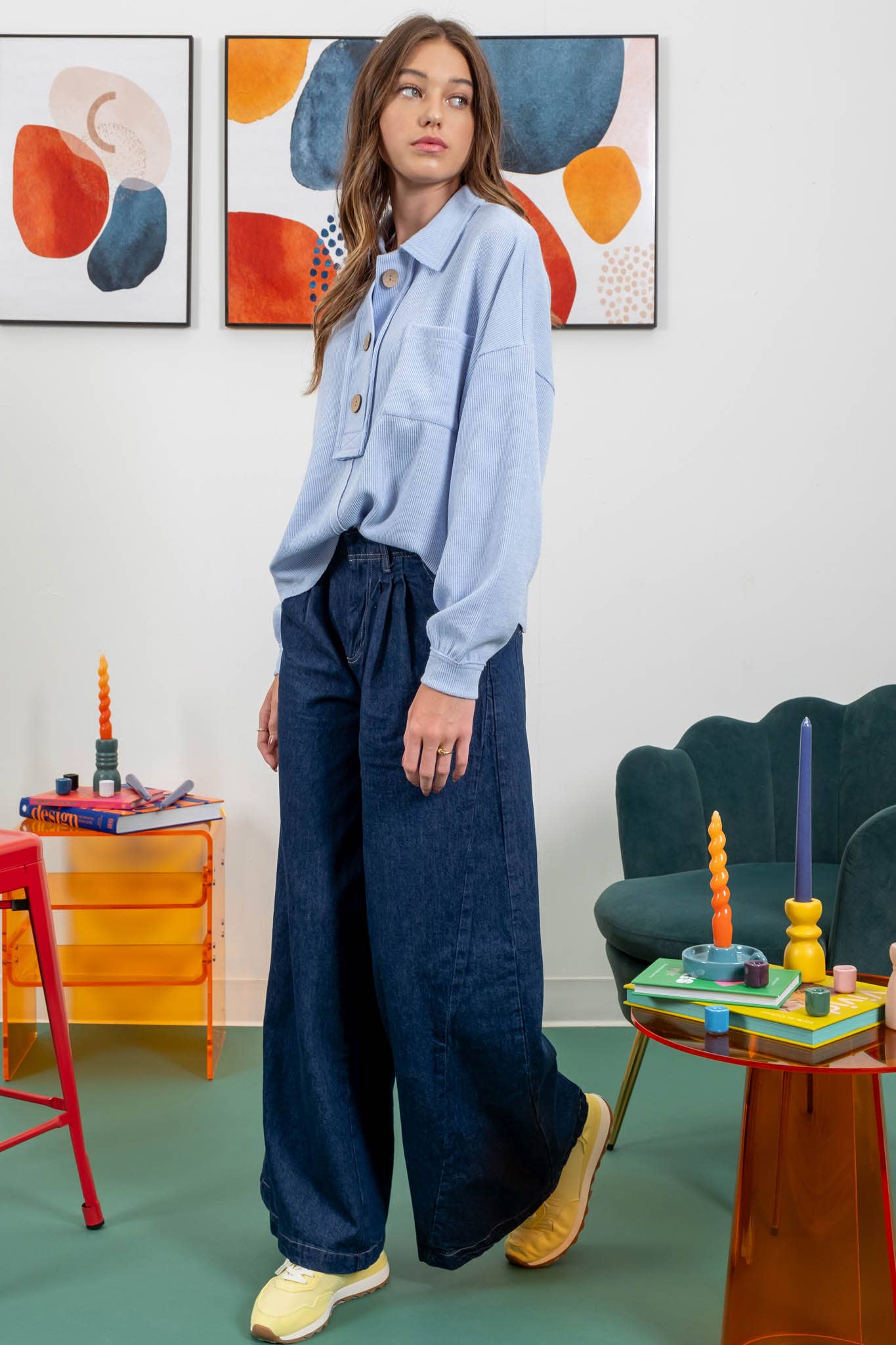 Blu Pepper - Venta al por mayor Jersey corto de punto - Mujer - TOP DE PUNTO CON CUELLO Y BORDES CRUDOS37