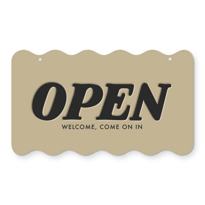 Open / Closed Sign for Retail Shop - Wavy Shape Neutral for wholesale by Home Girl Goods