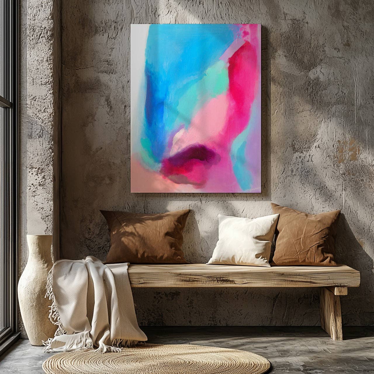 House Prints – Großhandel Kunstdruck – Gerahmter Kunstdruck auf Leinwand, abstrakt, leuchtend, Frühlings-Aquarell2