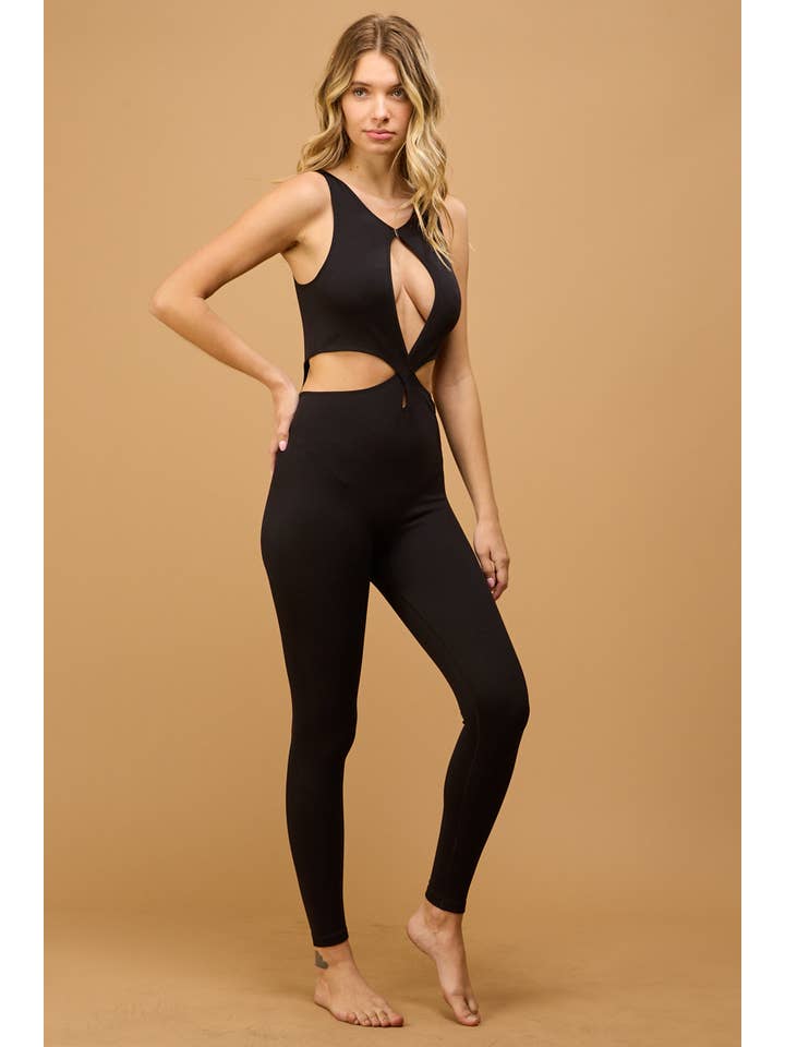 ANWND - Wholesale Unitard - Women's - 53119 - FRONT KEYHOLE SIDE CUT OUT CATSUIT5