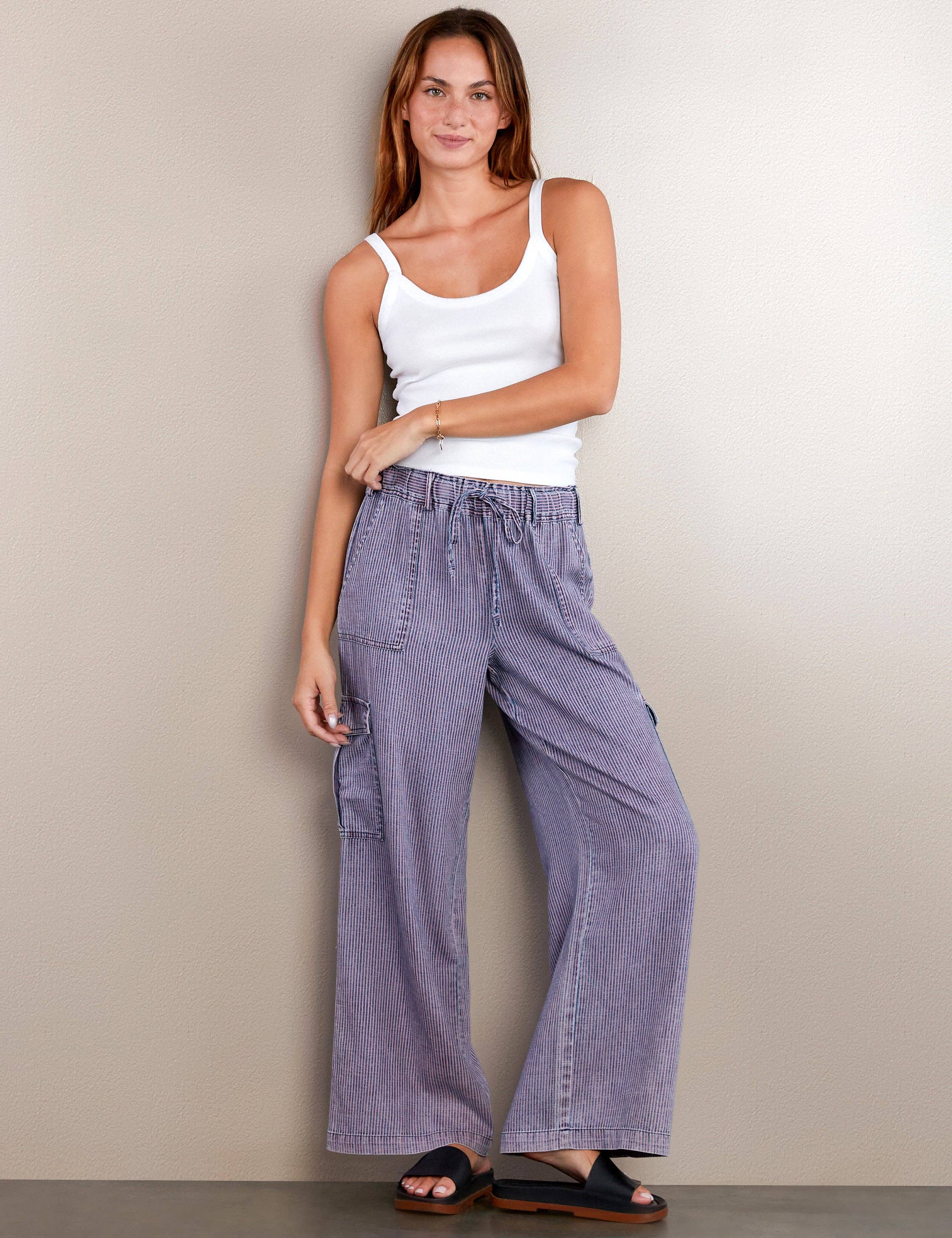 Wholesale Soft Stripe Cargo Pants for your store - Faire
