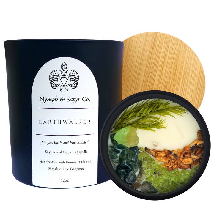 Earthwalker • Vela de Cristal de Soja 12oz (Vidro Preto) por atacado de Nymph & Satyr Co.
