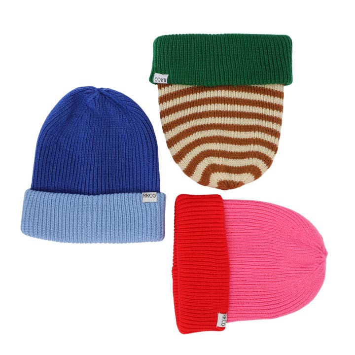 RAD RIVER CO. - Wholesale Beanie - Unisex - Thick Knit Beanie Dark Blue/Light Blue2