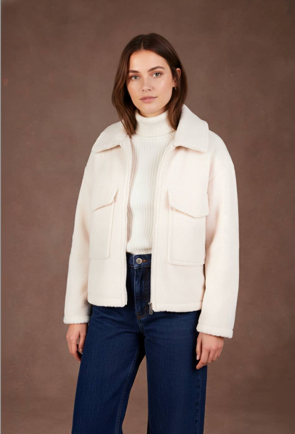 Pépouz' Paris - Vente Veste – femme - Veste en moumoute avec grandes poches PV2548