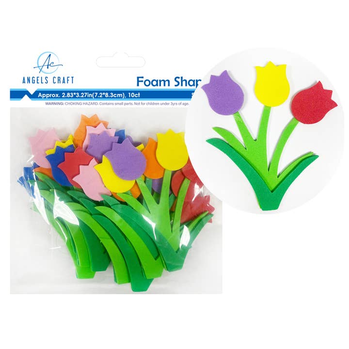 Craft Foam Shape, Tulips, 3.15", 10-ct for wholesale by Angels Craft