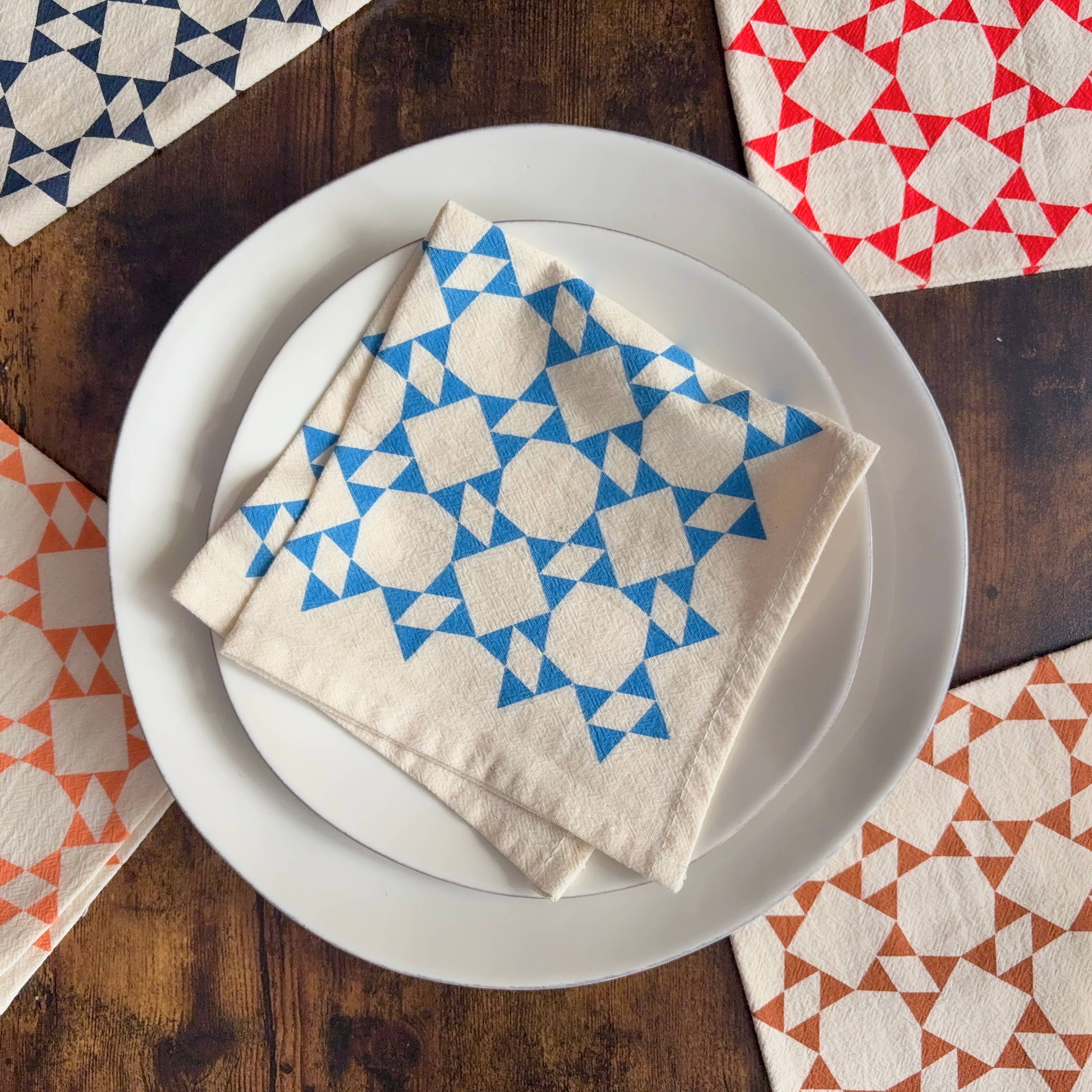Bright Beige - Wholesale Dinner & Cloth Napkin - Hand Printed Flour Sack Napkins - Homespun Quilt3