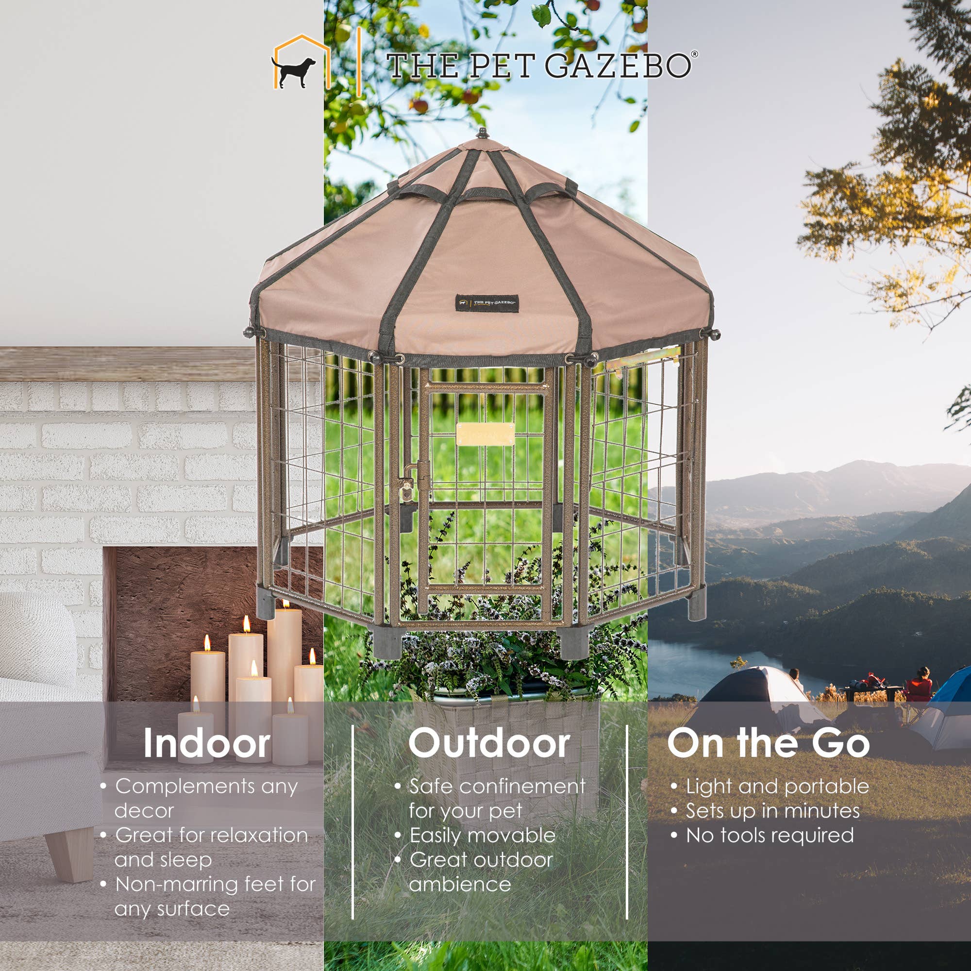 Pet Gazebo - Wholesale Pet Carrier - Dog - Portable Indoor Outdoor Dog Kennel with Waterproof Cover, 3'5