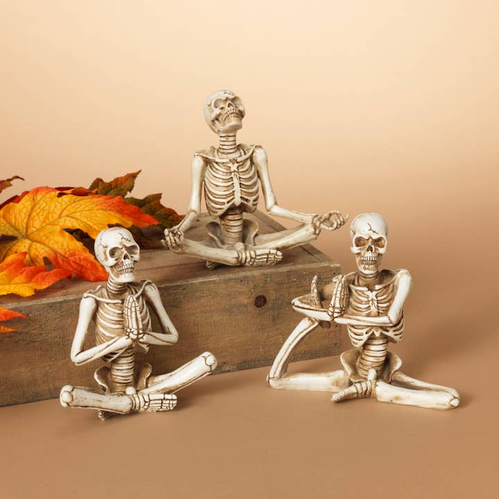 The Gerson Companies - Wholesale Decorative Figurine - Gerson Our 6"L Resin Yoga Skeleton Figurine, available in 3
