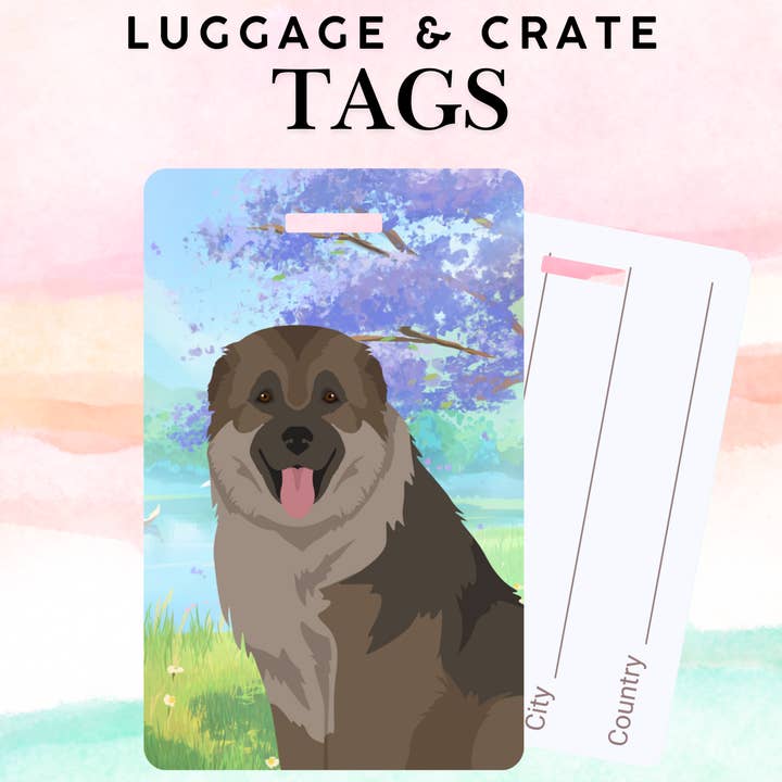 Caucasian Shepherd Dog Metal Luggage/ Crate Tag for wholesale by Canine Companions