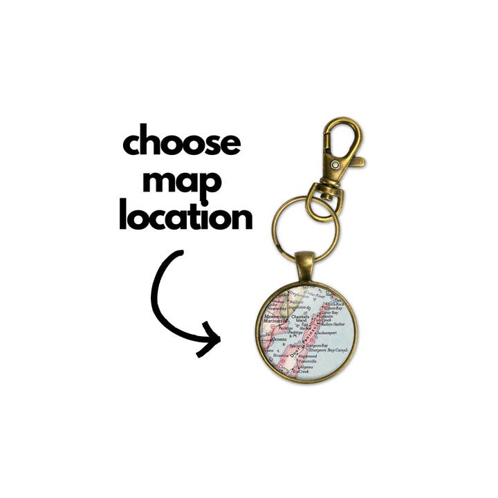 Daisy Mae Designs - Wholesale Keychain - Unisex - Custom Map Keychain Personalized Key Chain Key Fob Bag Charm