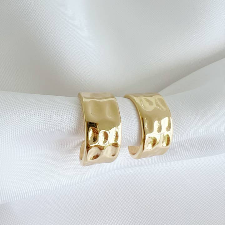 London Hammered Hoops Earrings Gold Filled for wholesale by True by Kristy Jewelry