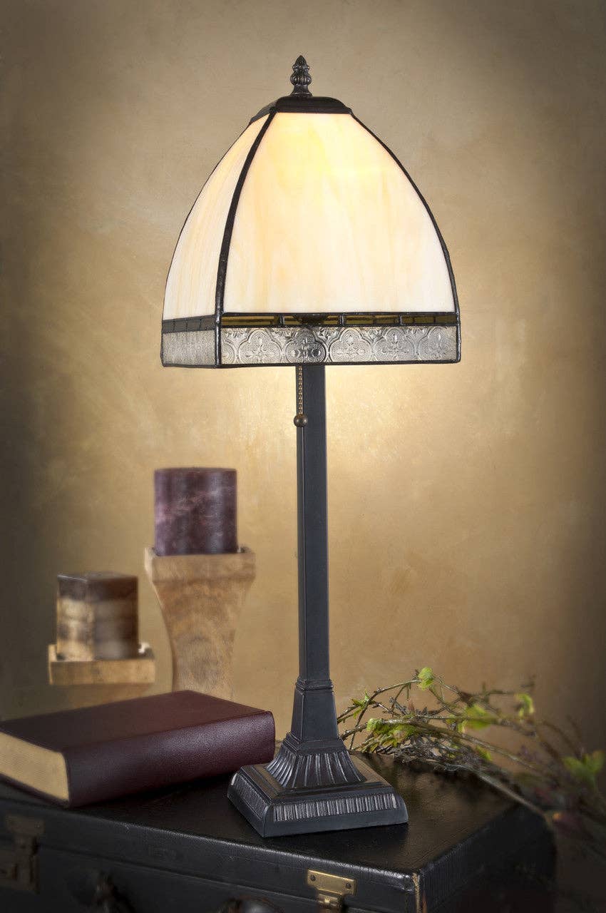 J Devlin Glass Art & Bert Anderson Collection - Wholesale Accent/Desk Lamp - Lam 589-5 TB Ivory Curved Mission Lamp1
