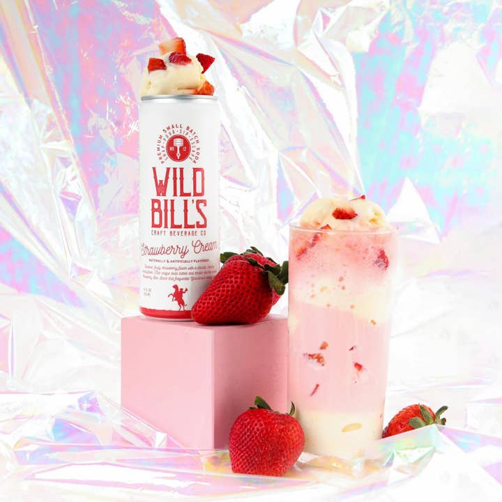 Wild Bill’s Craft Beverage Co. - Wholesale Soda/Carbonated Drink - Strawberry Cream - Premium Cane Sugar Soda, 12-Pack, Cans