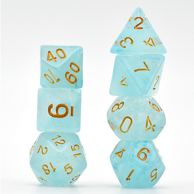 Foam Brain Games - Wholesale Dice - Cyan Silk Translucent Dice RPG Dice Set1