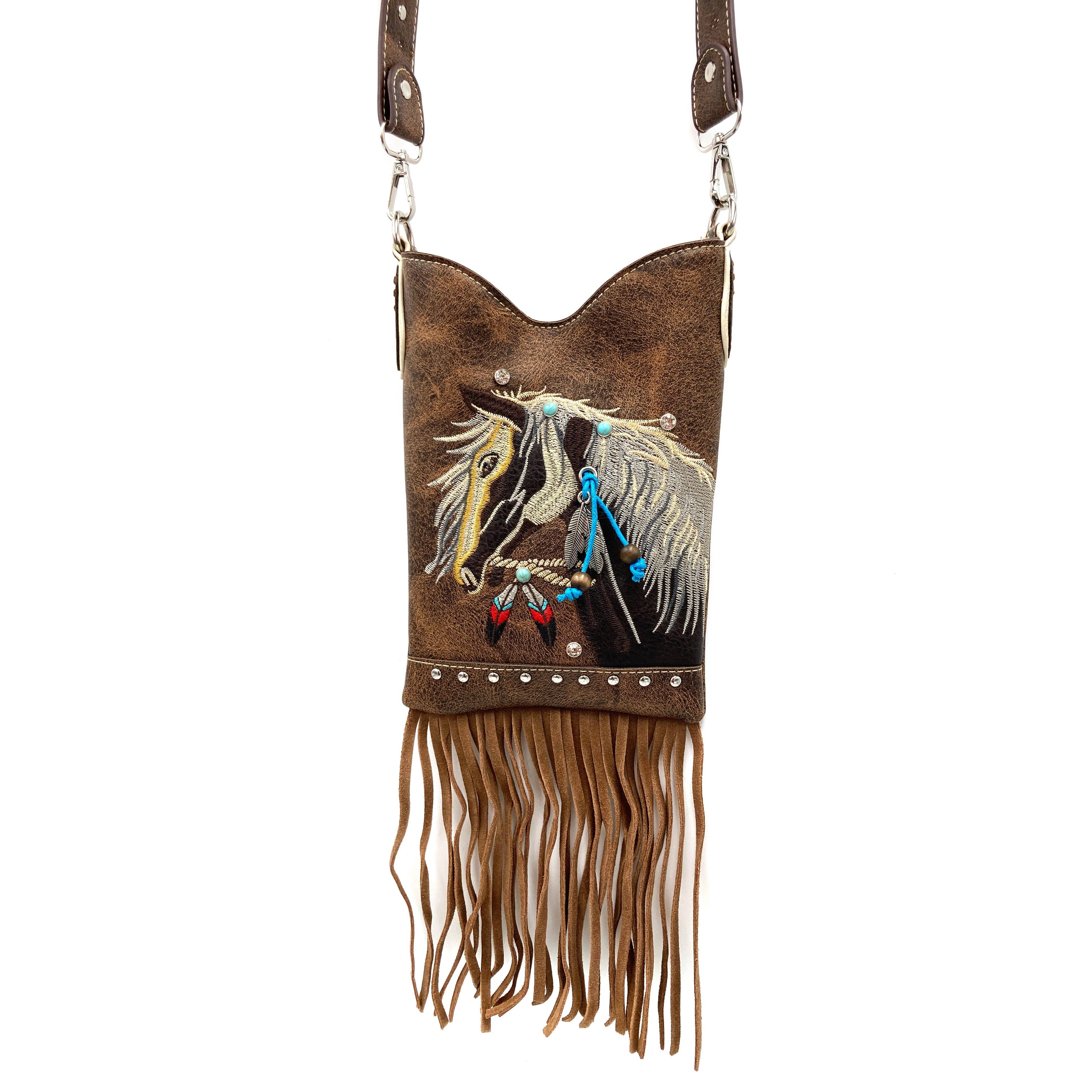 Lunar Deer - Wholesale Crossbody Bag - Women's - Women's Embroidered Horse Crossbody Western Messenger Pouch0