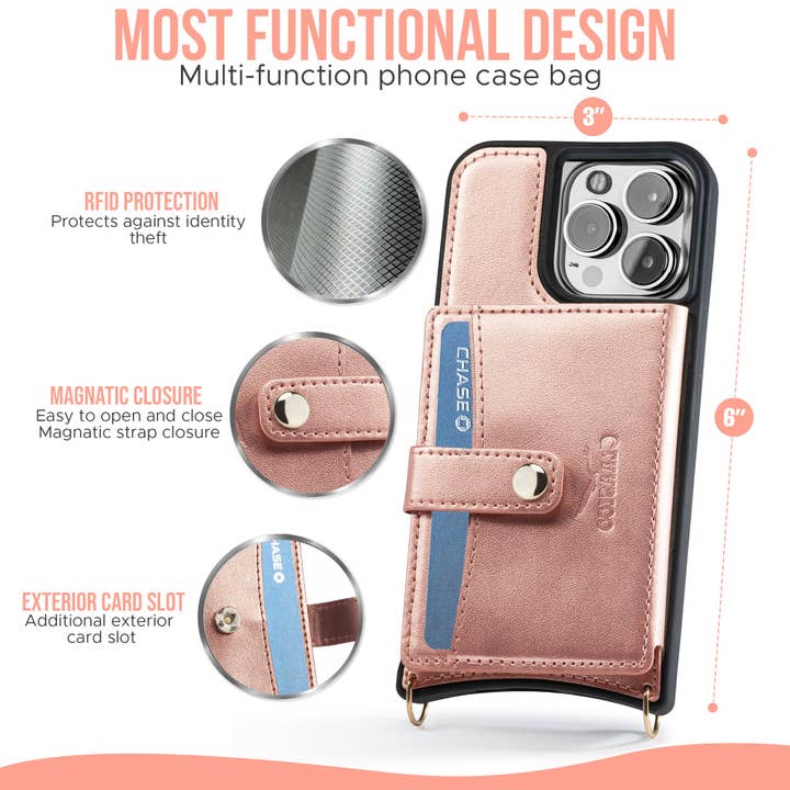 Claasico - Vente Étui portefeuille pour téléphone – femme - Étui portefeuille en similicuir pour téléphone iPhone 13 à porter en bandoulière avec emplacements cartes21