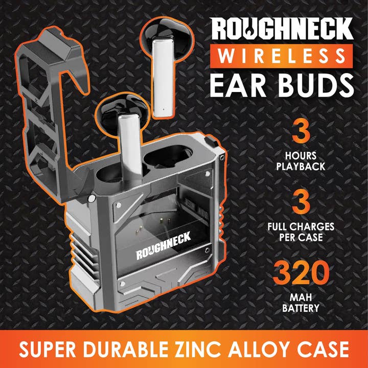 Novelty Brands - Wholesale Headphones - ROUGHNECK METAL BLUETOOTH WIRELESS EARBUDS- 6/DISPLAY
