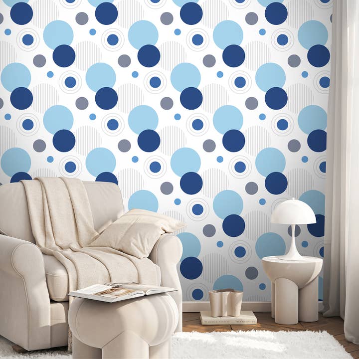 Polka Dot Behang, Minimalistisch Cirkelpatroon Muurmuurschildering voor wholesale door SimurgWallArts