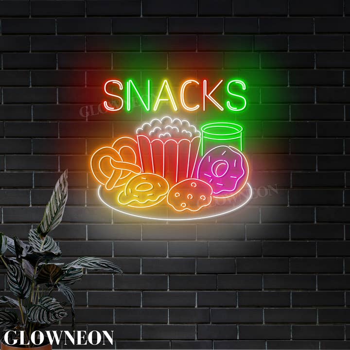 Glow Neon - Wholesale Neon Sign - Snacks Neon Wall Decor, Snack Bar Grocery Store Led Wall Art