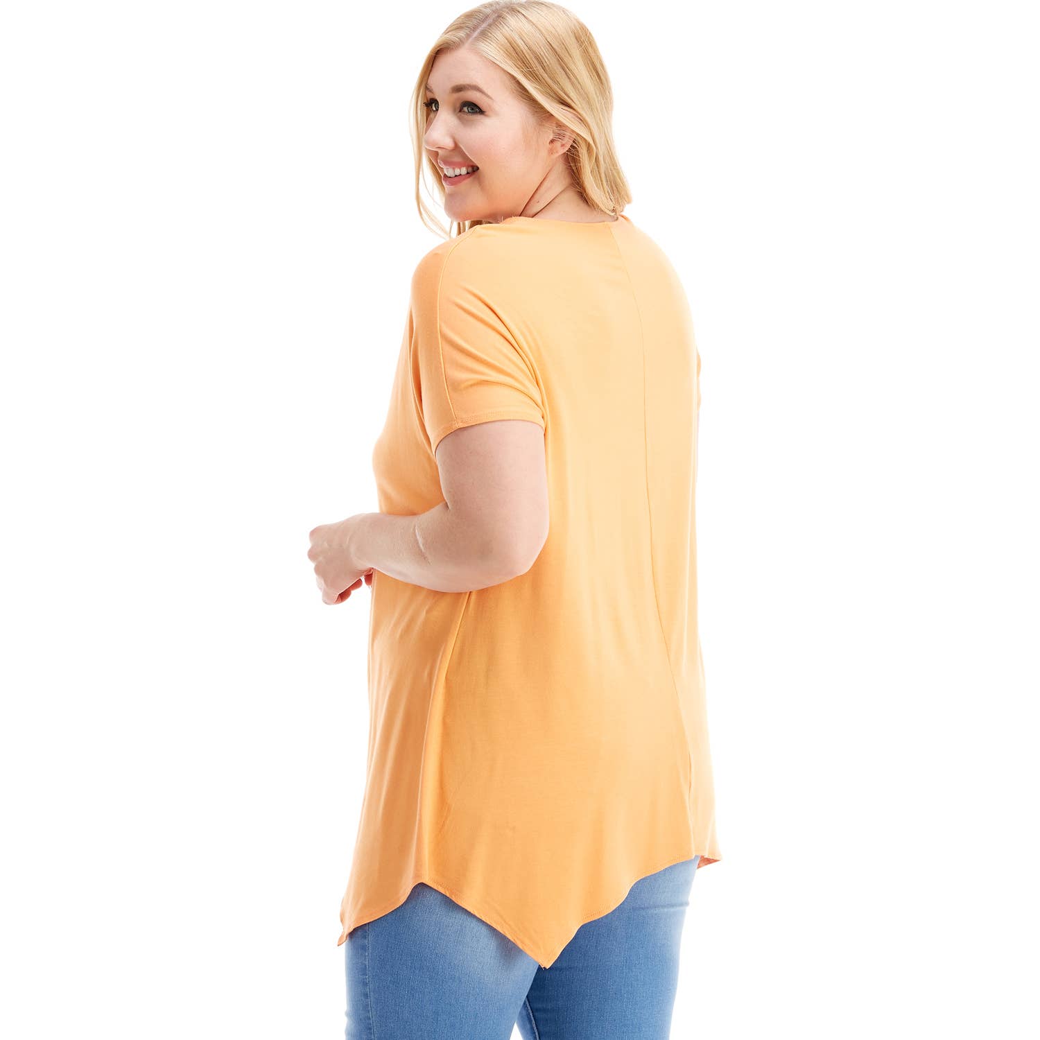 Azules Clothing - Wholesale Tunic - Women's - ATP-2307RSX Plus Size Asymmetric Short Sleeve Tunic87