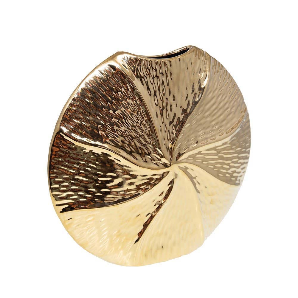 AULICA - Vendita all'ingrosso Vasi - Vaso a spirale dorato in ceramica 28,5x6,5x26cm0