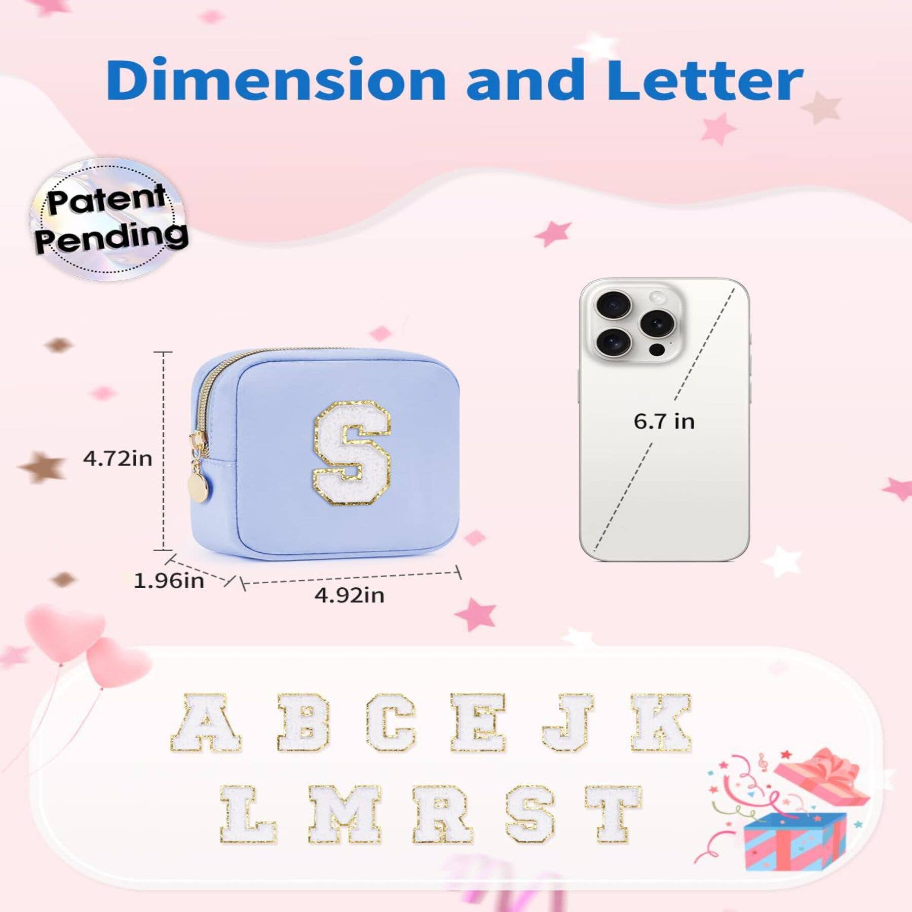 wandf – Großhandel Schmink-/Kosmetiktasche – Personalisierte Monogramm-Tasche Mini Initialen Schminktasche99