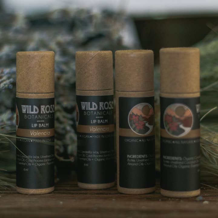 Valencia Lip Balm Tube for wholesale by Wild Rose Botanicals