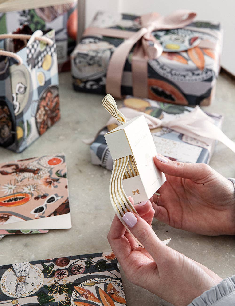 Bespoke Letterpress - Wholesale Ribbon – Gift wrapping - Cream Gold Foil Striped Ribbon - 10 metres17