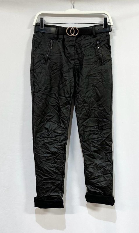 VENTI6 - Wholesale Pants - Women's - PU COATED ZIPPER POCKET DETAIL CRINKLE JOGGER (8772-PU)6