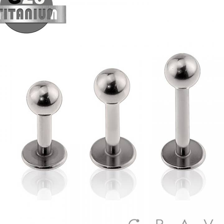 CRAVE – wholesale Stud/post earrings – SOLID TITANIUM LABRET STUDS WITH BALL (EXTERNAL)0
