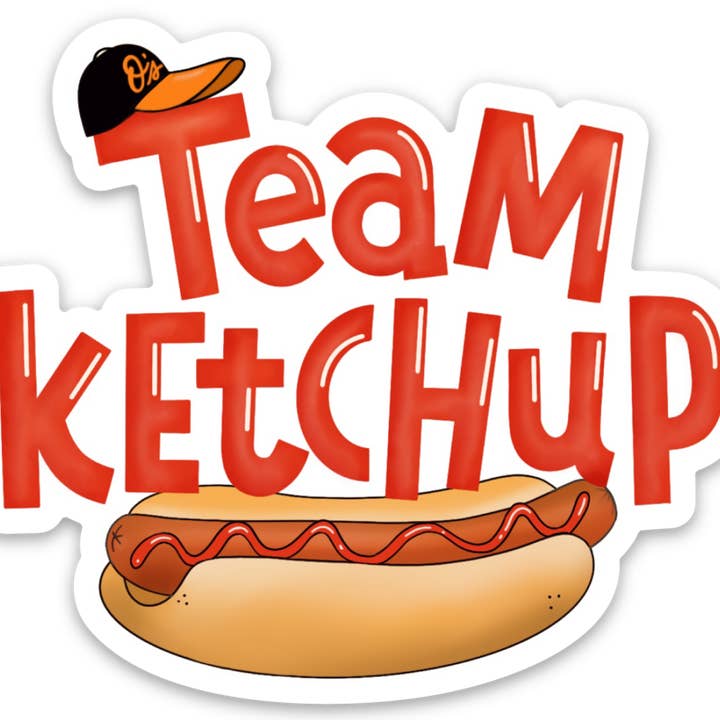 Autocollant de ketchup de l'équipe des Orioles de Baltimore pour la vente par Maggie Moore Studio