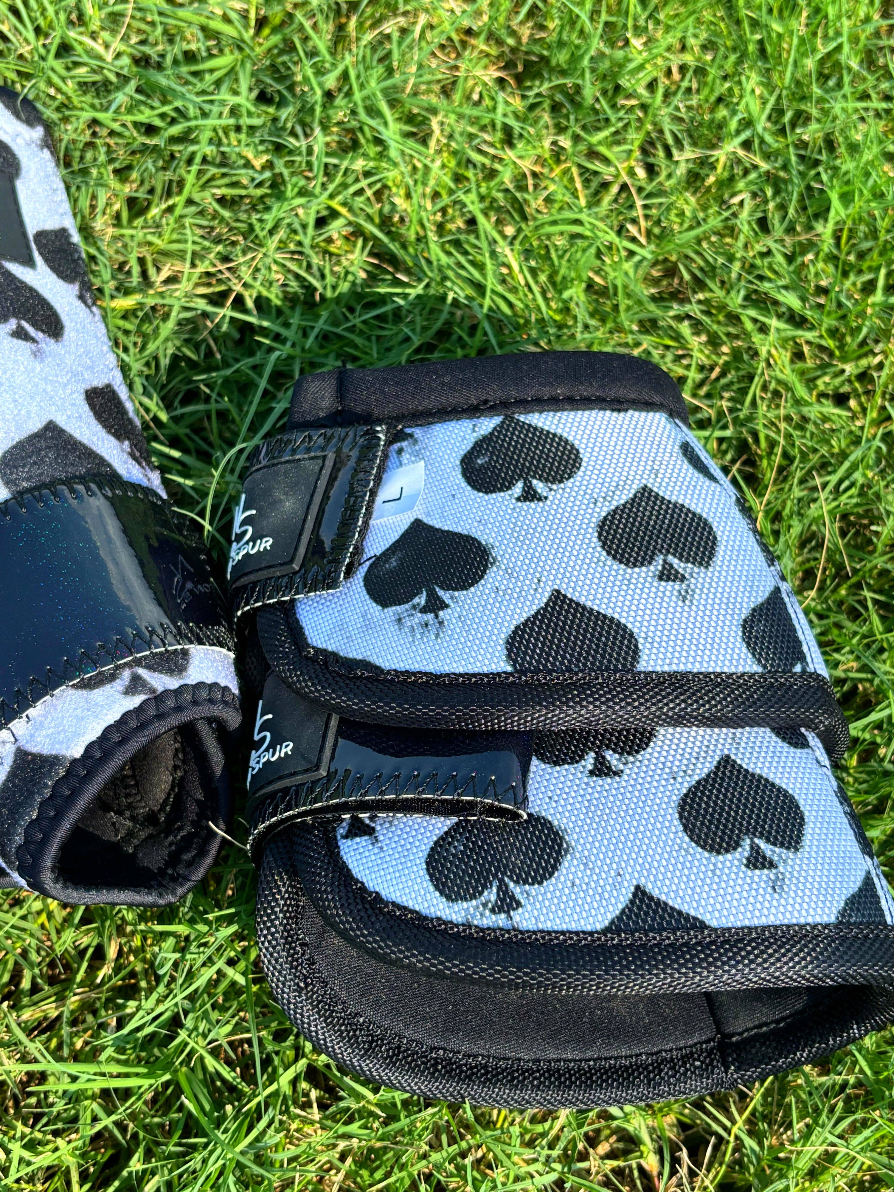 Neon Spur LLC - Wholesale Horseback Riding Gear - Smokin Spades Premium Protection No-Turn Bell Boots – 2 Pack3