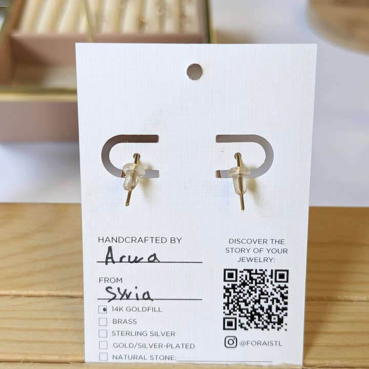 Forai - Wholesale Huggie Earrings - Journey of Hope Huggie Earrings in 14k Gold Filled4