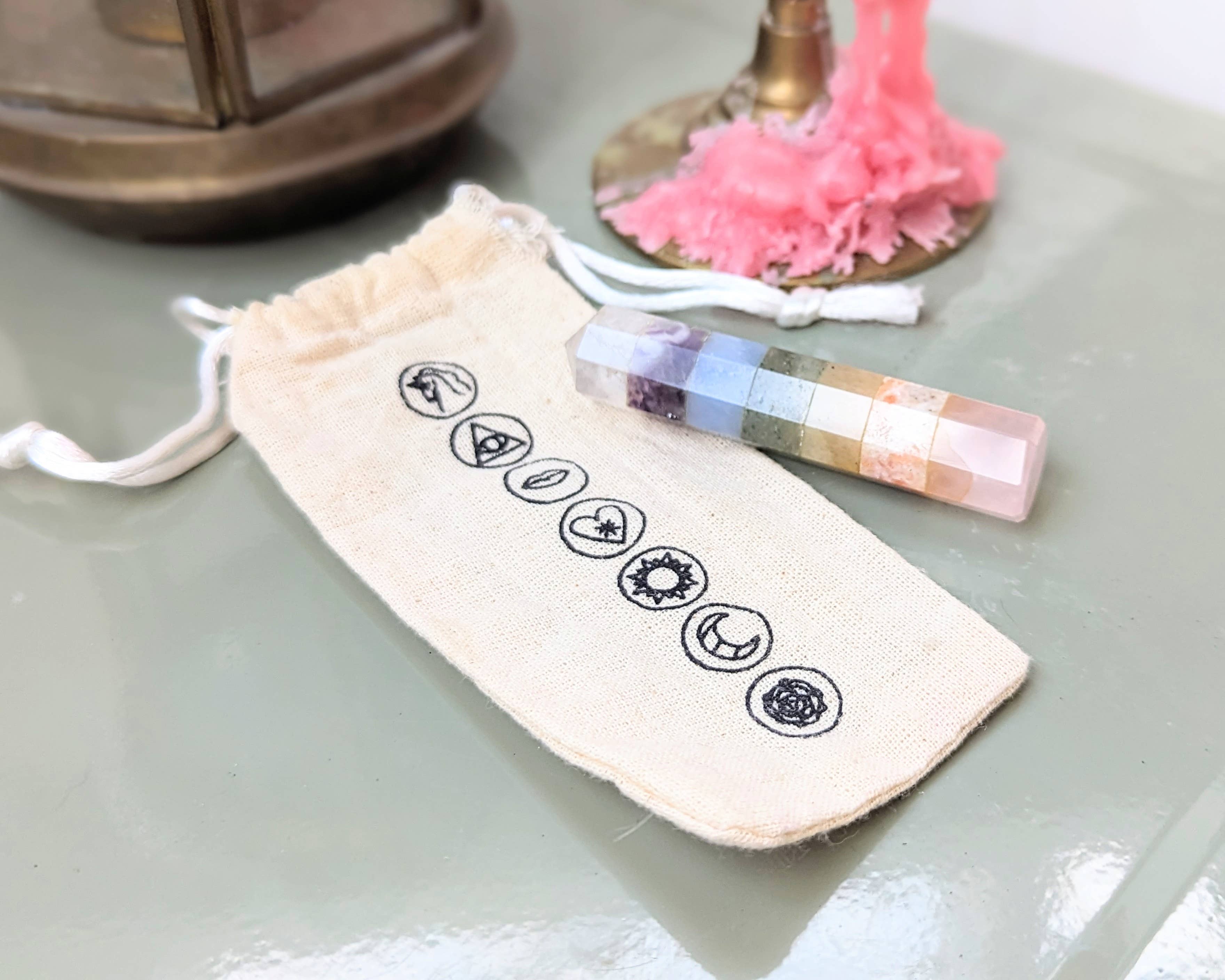 Goddess Provisions - Wholesale Spiritual Stone/Crystal - Pastel Rainbow Chakra Wand - crystal, obelisk, altar tool10