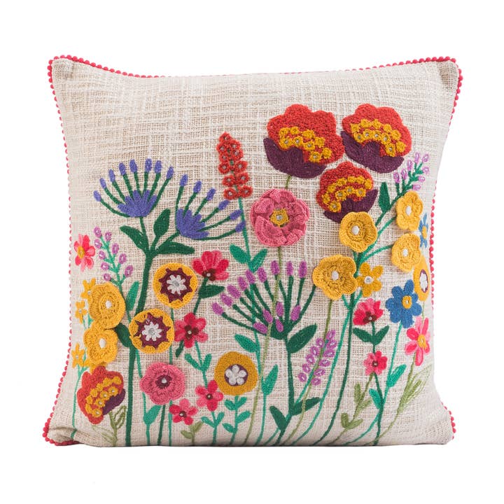 Karma Living - Wholesale Throw/Decorative Pillow - Set of 2 Spring Wild Flowers Pillows 18X18"